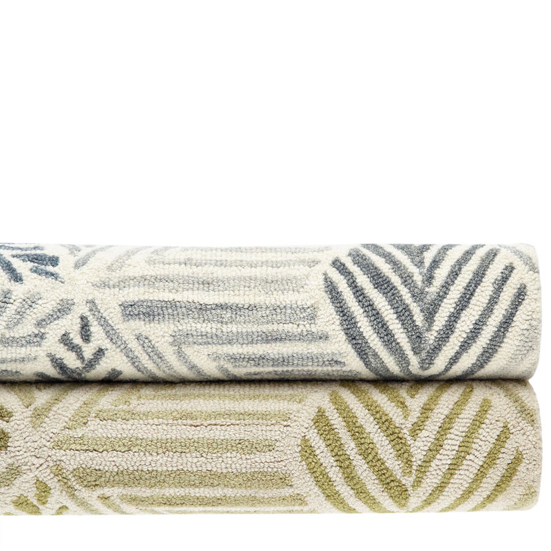 Tapis en laine crocheté à la main Karari Moss, Rectangle 6 pi x 9 pi