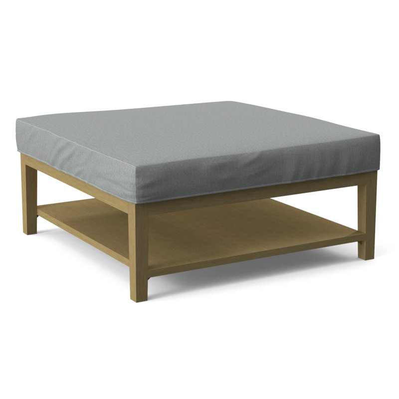 Hammond Square Ottoman, Antique Black Finish, Light Blue Performance Fabric; 0851-55