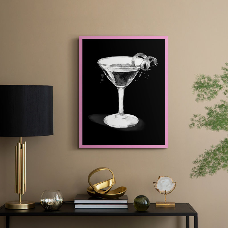 Habillé de martini noir, reproduction encadrée - bois massif, H 30 po x l 24 po, Rose