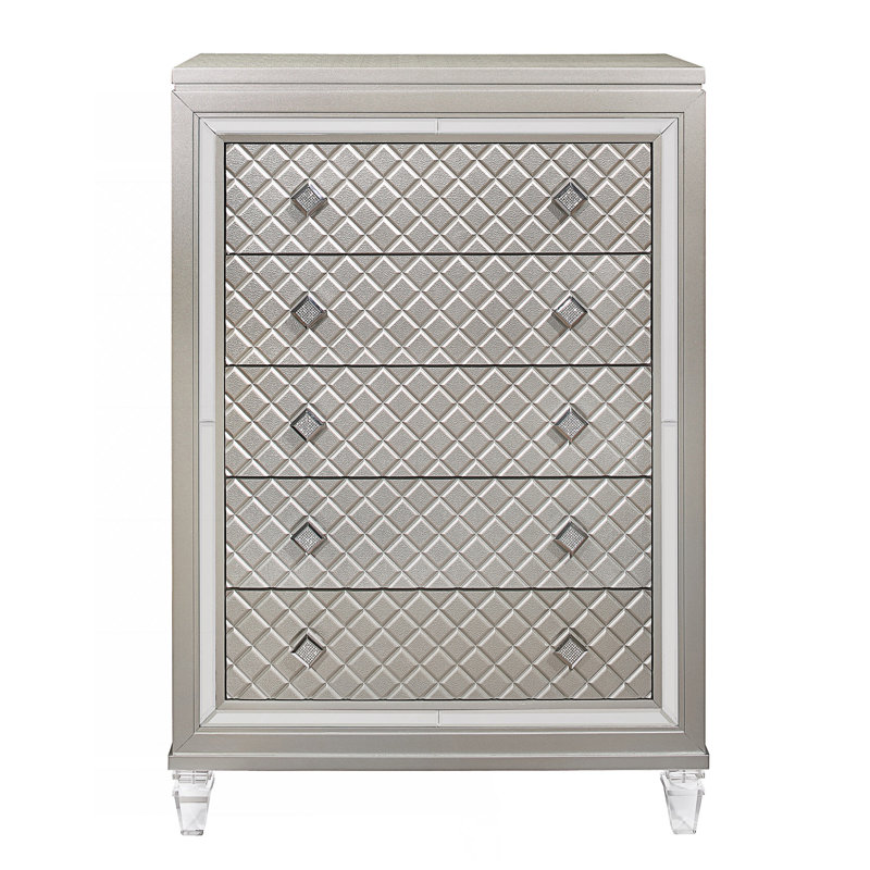 Commode de chambre Glam avec 5 tiroirs spacieux