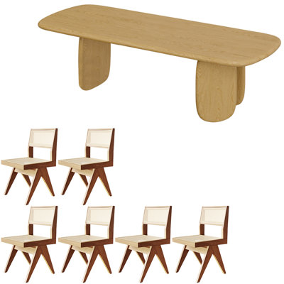 Modern simple solid wood dining table set.
