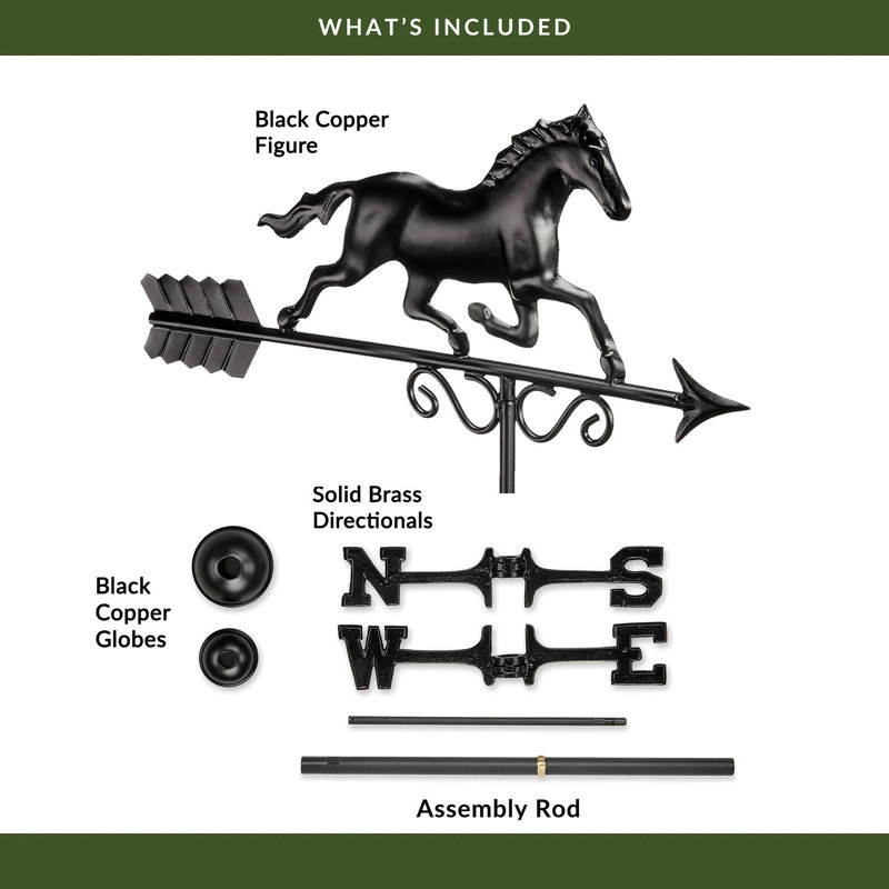 Girouette galopante cheval - cuivre noir mat