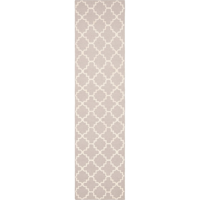 Tapis gris en laine et coton tissé à la main Rodgers, Tapis de couloir 2 pi 6 po x 10 pi