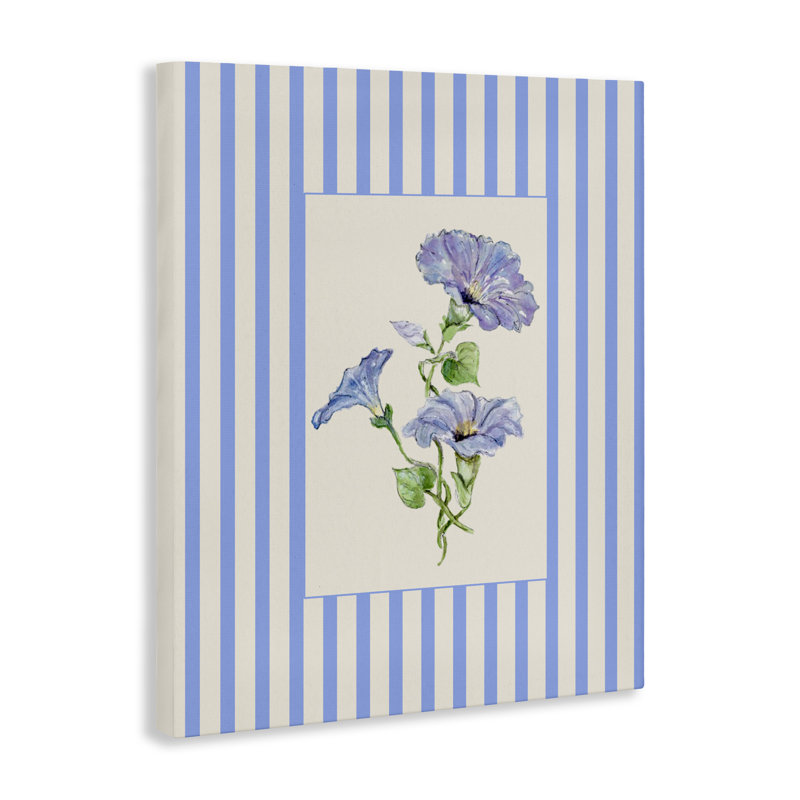 Toile «Blue Stripe Morning Glory», conception par Lisa Wehmeyer, H 20 po x l 16 po