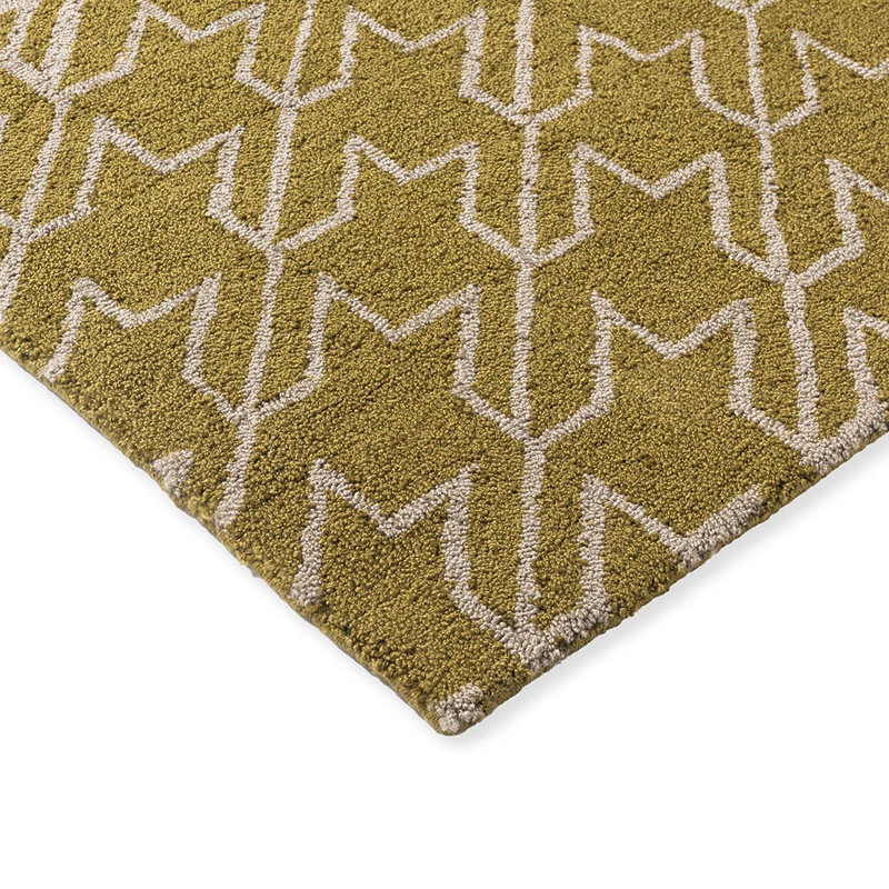 Houndstooth Area Rug in Mustard/Gray, Rectangle 5'3" x 7'6"