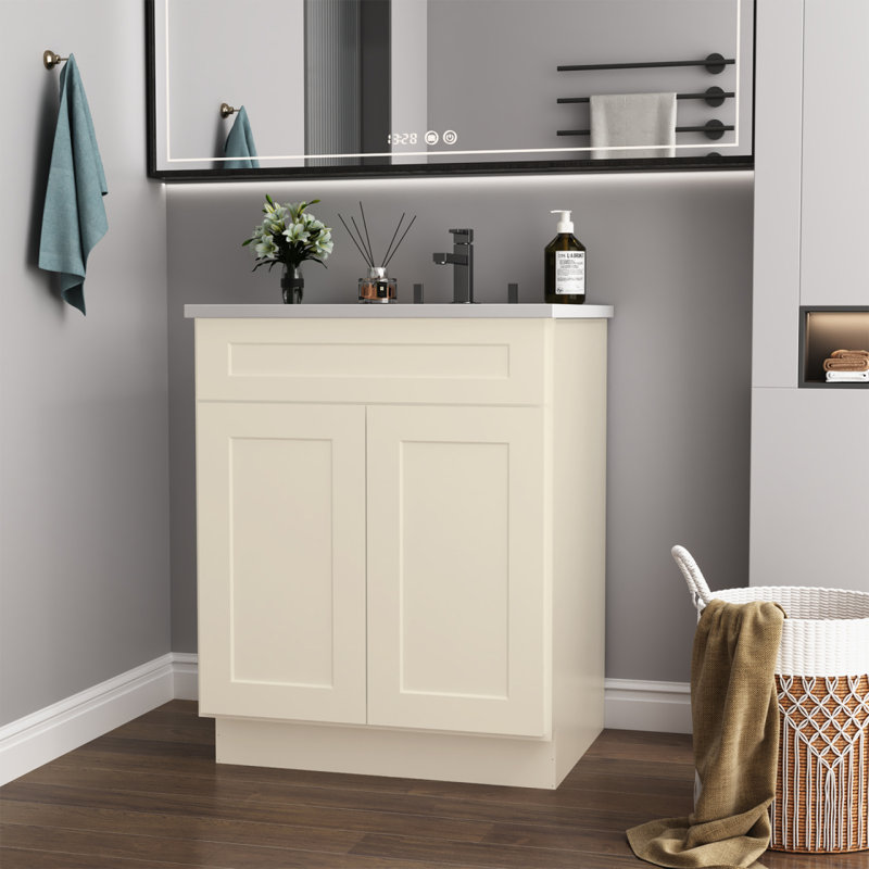 L 24 po x P 21 po P x 34,5 po. H en blanc antique contreplaqué prêt à assembler la base de meuble-lavabo, Beige