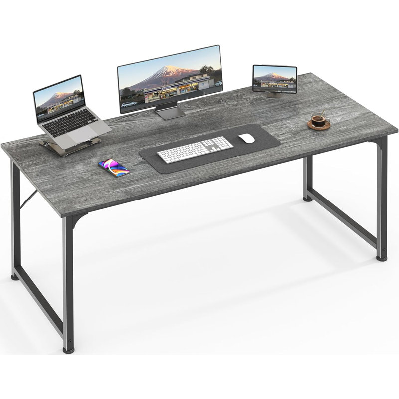 55 Inch Computer Desk For Home Office And Gaming, Sturdy Metal Frame Writing Desk With Large Legroom, Modern Simple Design Work From Home Study Desk