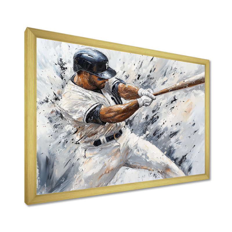 Baseball Player Action I - Sport, impression sur toile, Reproduction encadrée d'une seule photo sans pass, H 16 po x l 32 po