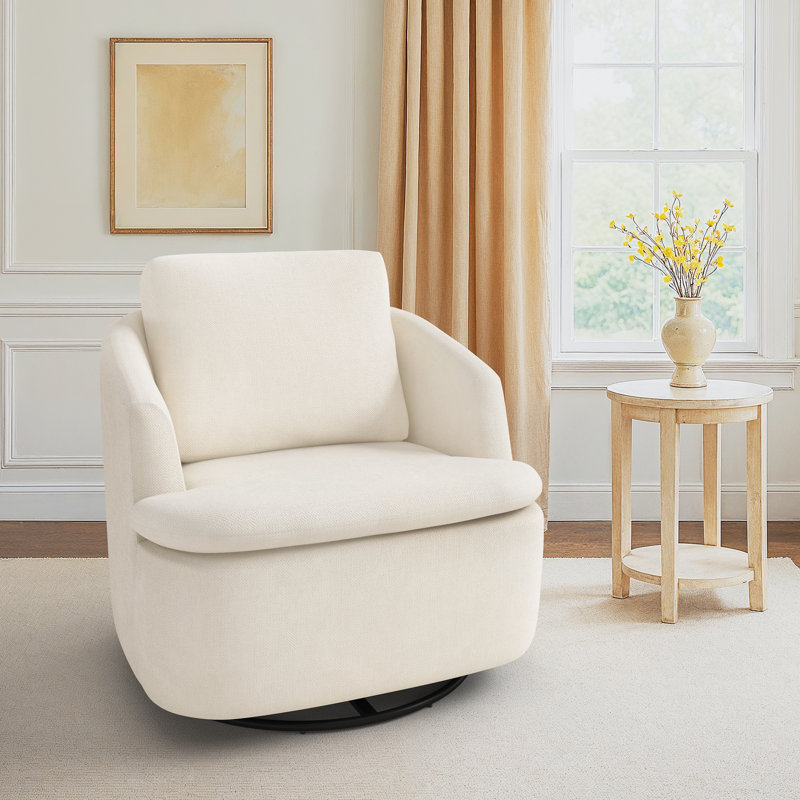 Fauteuil oscillant pivotant Arthur, Chenille ivoire