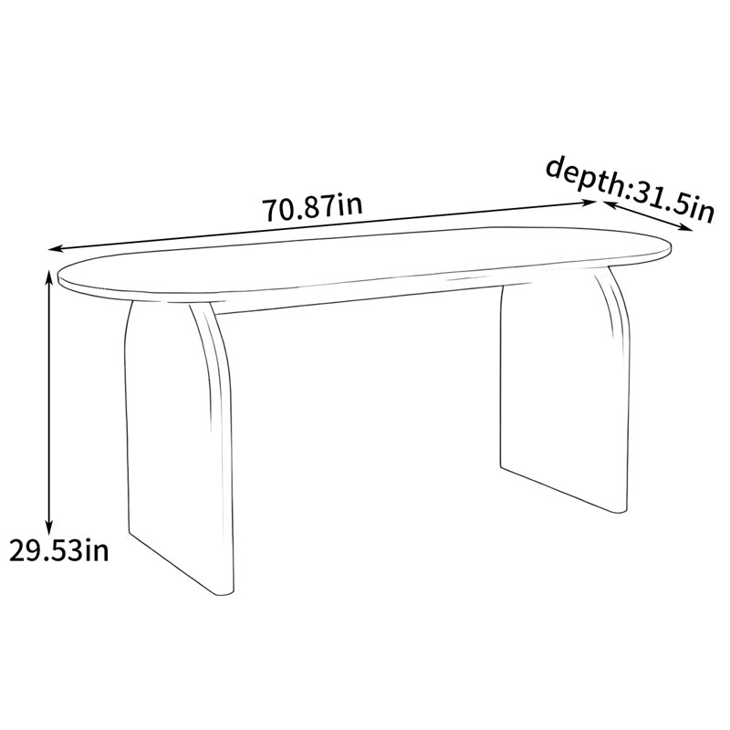 Table de salle à manger French French, H 29,53 po x L 70,87 po x l 31,5 po