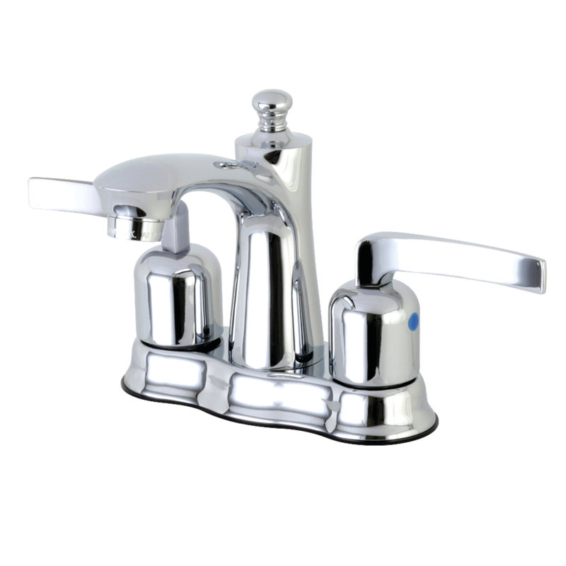 Kingston Brass Centurion Two-Handle 3-Hole Deck Mount 4" Centerset Bathroom Faucet with Plastic Pop-Up, Polished Chrome