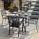 Outdoor Patio Dining Set, 4 Dining Chairs and 37 Inch Square Dining Table with 1.57'' Umbrella Hole, Powder-coated Finish and Iron Frame for Garden, Black with Gold Speckles