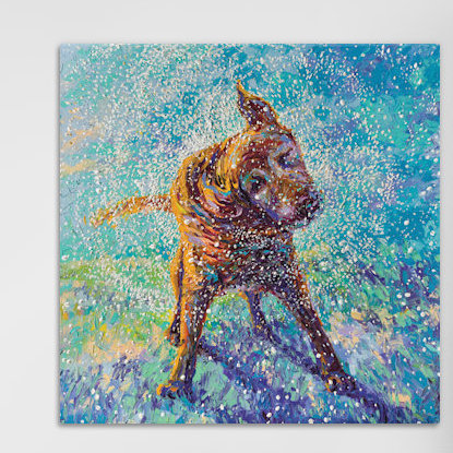 " Twisted Blue " by Iris Scott, 12" H x 12" W x 1.5", No Mat, White Framed Canvas