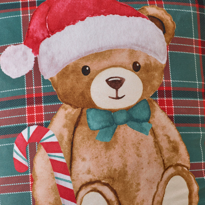Christmas Tartan Teddy Bear Cushion
