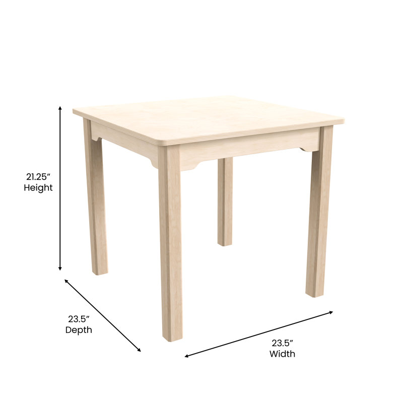 Table d'activités de classe préscolaire en bois Bright Beginnings, H 21,25 po x L 23,5 po x l 23,5 po