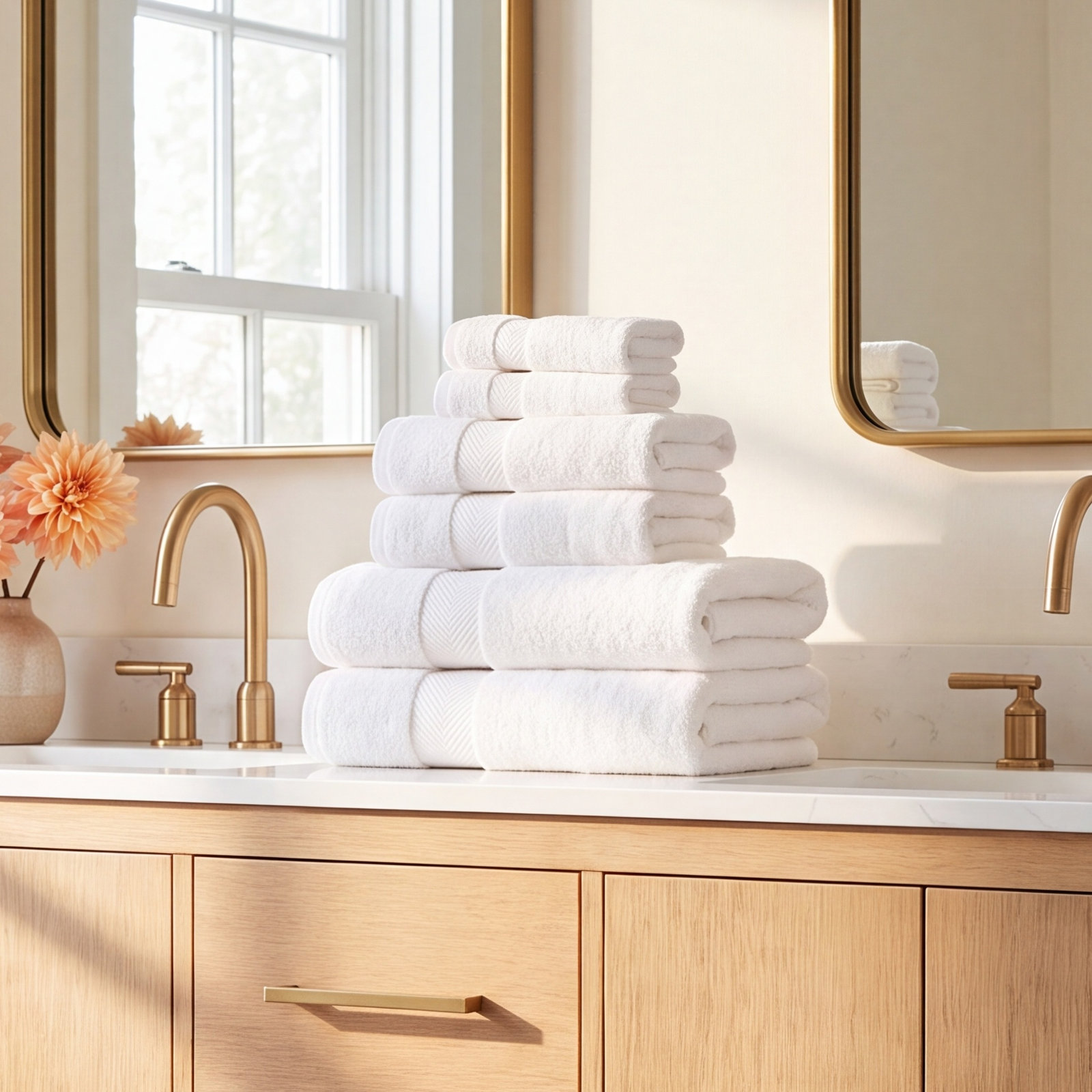 Hamachi 6-Piece Cotton Towel Set, White, 6 Piece Towel Set