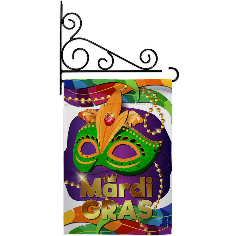 Masque décoratif en polyester à 2 faces de 19 po x 13 po mardi gras Mask Ensemble de drapeaux