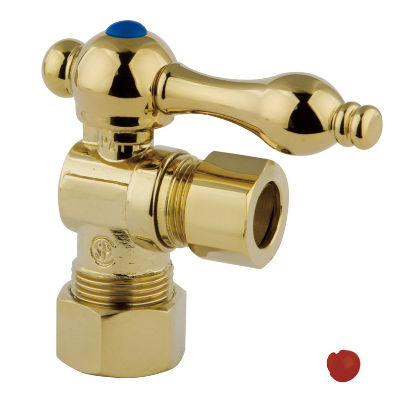 Kingston Brass Vintage 5/8-Inch OD Comp x 1/2-Inch OD Comp Quarter-Turn Angle Stop Valve, Brushed Nickel