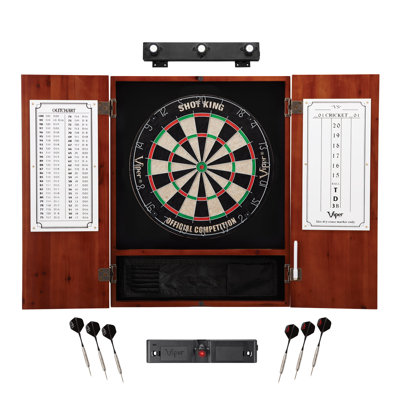 Viper Shot King Sisal Bristle Dartboard and Cabinet Set with Darts