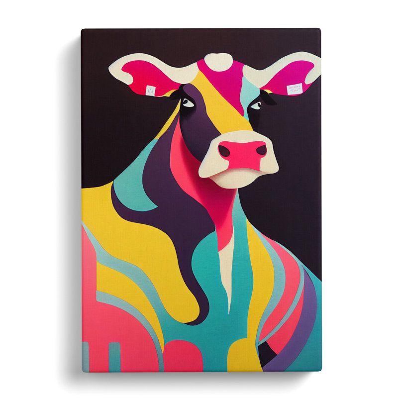 Cow Block Colour - Wrapped Canvas, 50cm H x 35cm W x 3cm D
