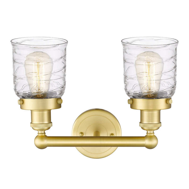 Éclairage pour meuble-lavabo à 2 lumières à intensité variable Corralitos, Tourbillon déco transparent, Or satiné