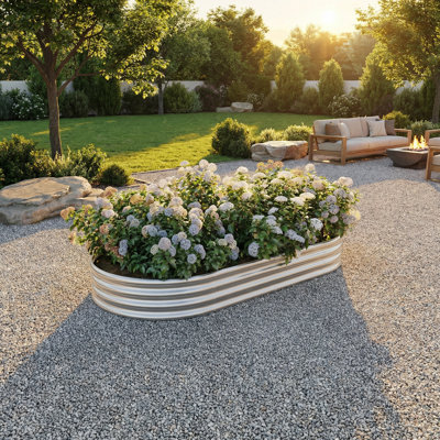  88.98" Oval Galvanized Metal Raised Garden Bed, Large Outdoor Raised Planter Box For Vegetables, Flowers, Herbs, Silver