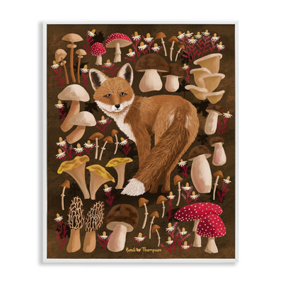 Renard et champignon champêtre, estampe numérique par Renee Thompson