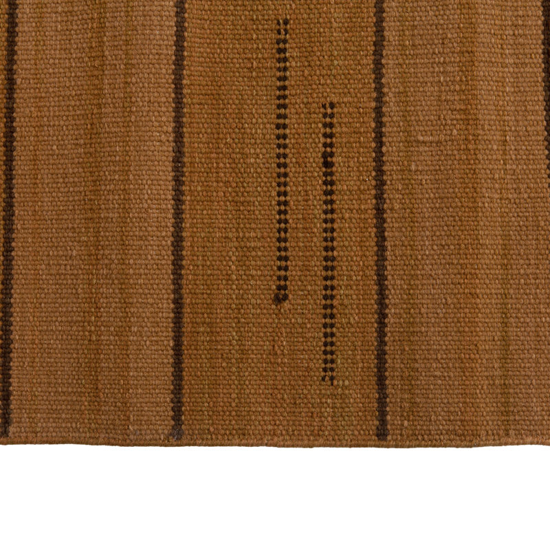 Brown Swedish Flatweave Wool Rug - 10' x 14'