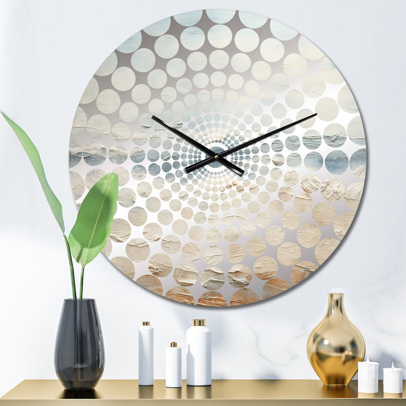 Horloge murale moderne bord de mer beige et gris, Médium