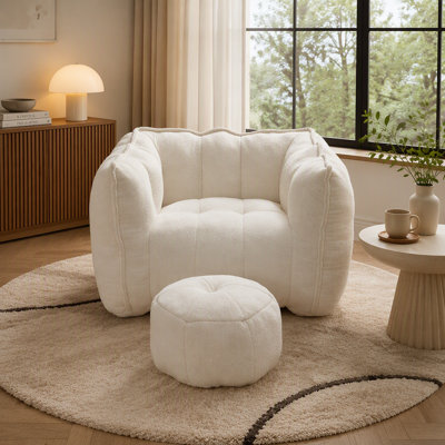 Fauteuil à billes Soft avec repose-pieds