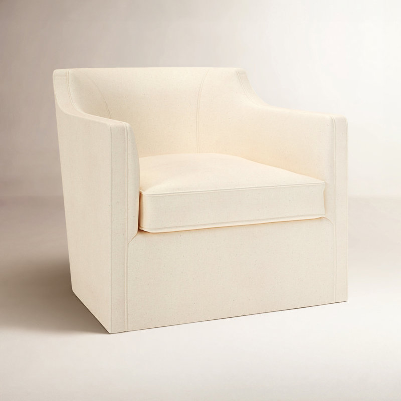 Fauteuil pivotant rembourré Marietta, Bayou toile naturelle