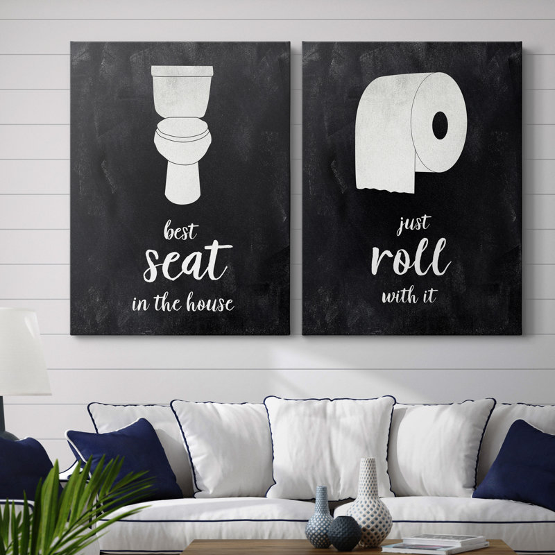 " Best Seat " 2 - Pieces, 12" H x 16" W x 1" D, Wrapped Canvas, No Mat