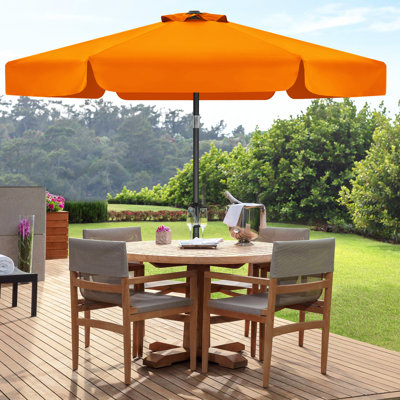 Parasol de marché festonné Holmquist avec inclinaison et levage à manivelle