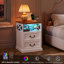 Ensemble de chambre à coucher 3 pièces, lit en velours côtelé à DEL à profil haut + 2 tables de chevet avec DEL et station de charge-1749122998-1808349035