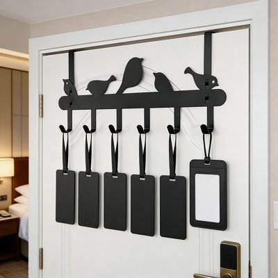 Over The Door Hooks With Bird Design - Heavy Duty 6-Hook Organizer For Towels, Coats, Bags, And Robes, No Installation Required, Fits Most Interior Doors