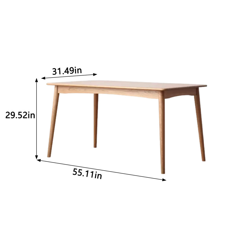 Table rectangulaire en bois massif domestique simple, L 31,49 po x L 55,11 po
