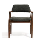 Arezzo Dining Chair Walnut Wood Finish Upholstered Performance Fabric Fully Assembled