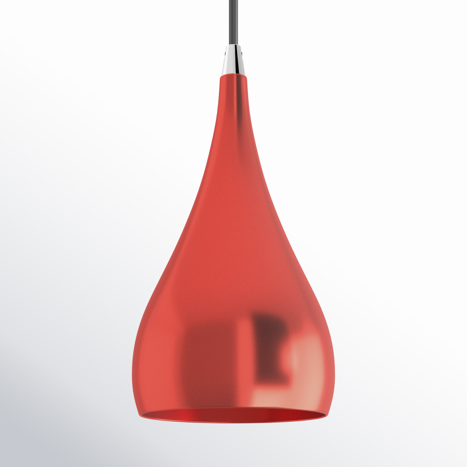 Schultz Single Light Metal Dimmable Pendant, Shiny Red