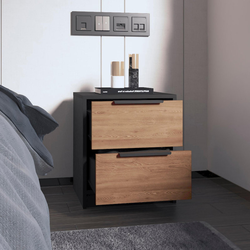 Modern Minimalist Nightstand, Black