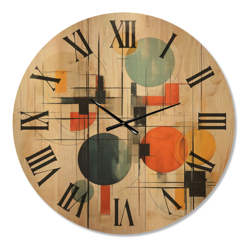 Horloge murale moderne en bois Mid-Century, Surdimensionné