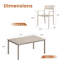 Ensemble de salle à manger rectangulaire pour 6 personnes avec chaises empilables en métal et parasol de marché de 13 pi-1937602233