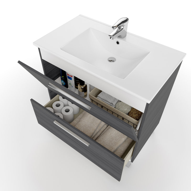 Dishaun 80cm Single Bathroom Vanity Base Only, Grey