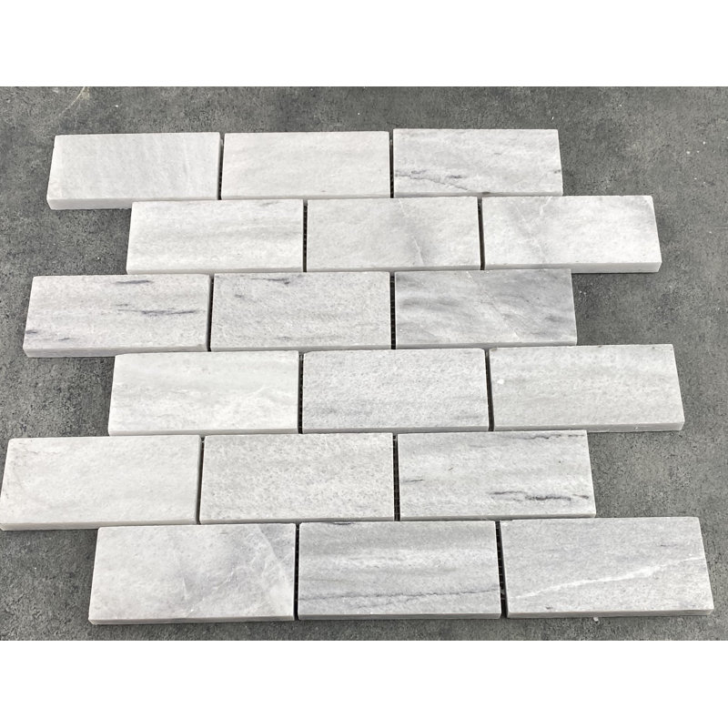 Solto White Marble 2" x 4" Marble Brick Joint Mosaic Wall & Floor Tile