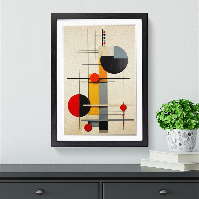 Bauhaus Constructivism - Single Picture Frame Print on Wood, 64cm H x 46cm W x 2cm D, Black