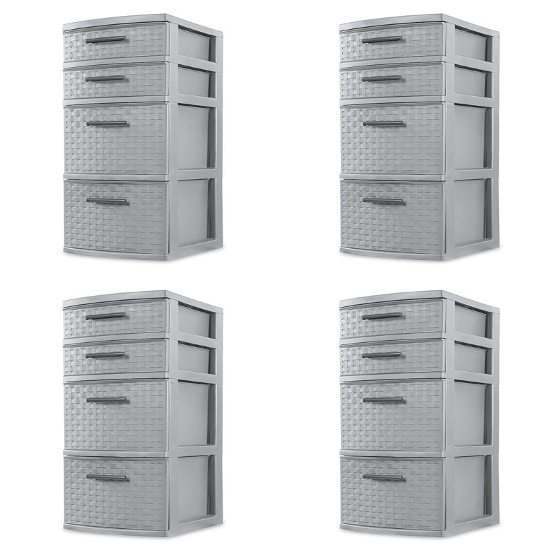 Tour de rangement 4 tiroirs Sterilite, gris