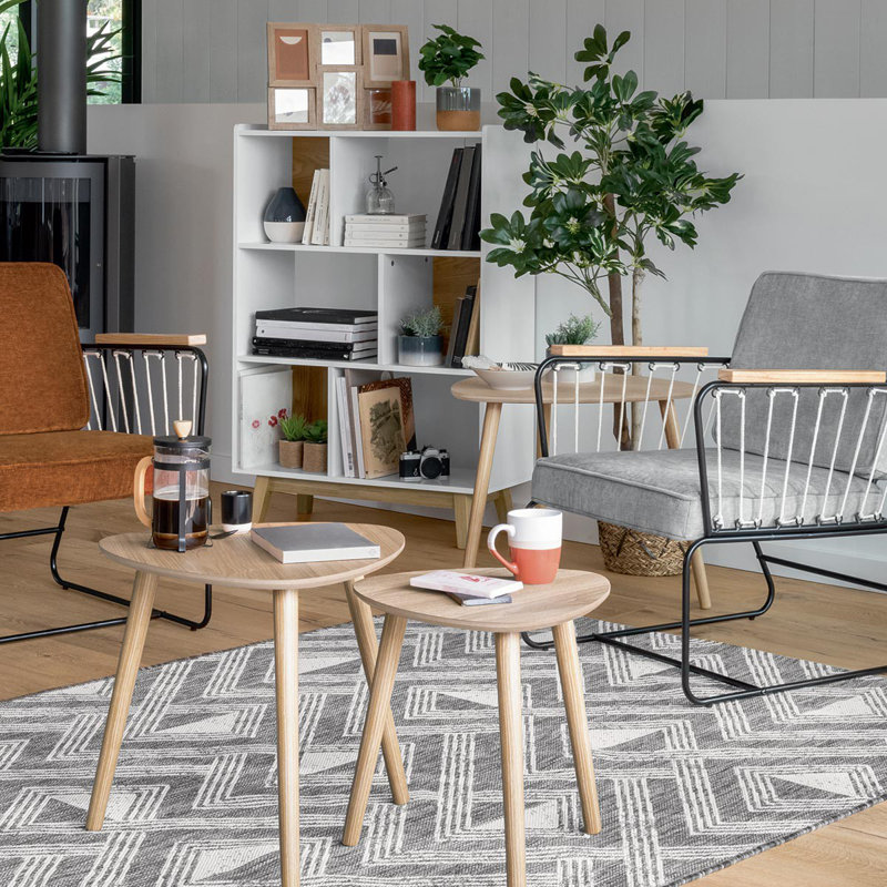 Mervin Three Leg Coffee Table, 45cm H x 80cm W x 80cm D, Brown