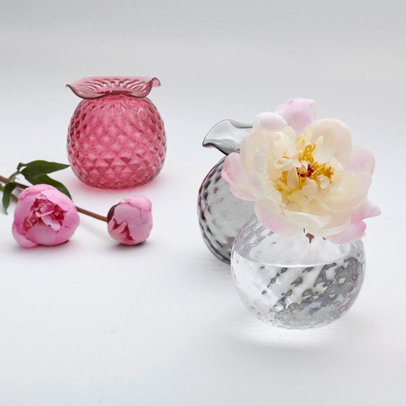 Handmade Glass Table Vase, 4.5" H x 4" W x 4" D, Clear