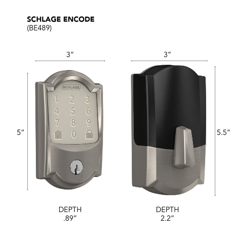 Encode Smart WiFi Deadbolt with Camelot Trim, Yes, Satin Nickel