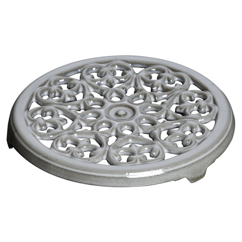 Staub Cast Iron 9-inch Round Lilly Trivet, Graphite Gray