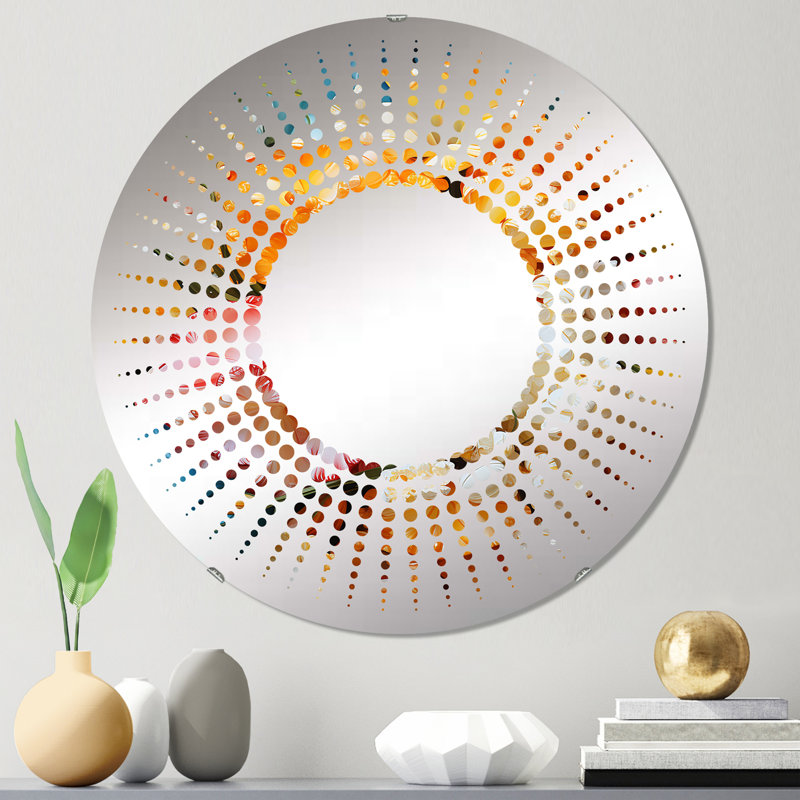 Coloré Popcorn Rhapsody - Miroir décoratif Starburst | Rond, 23,6 po x 23,6 po